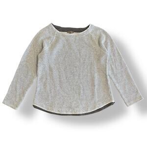 Lilla P Textured Boatneck Sweater Womens Size L‎ Gray Comfy Winter Minimalist